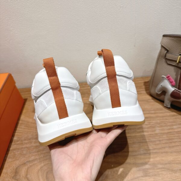 Hermes New Couple‘s Denim And Suede Cowhide Leather Casual Sport Shoes - Image 8