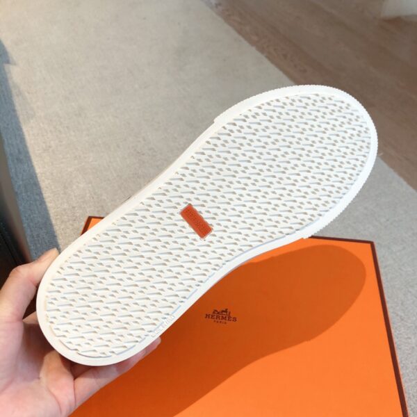 Hermes Couple‘s High Top Wool And Cowhide Leather Casual Sport Shoes - Image 9