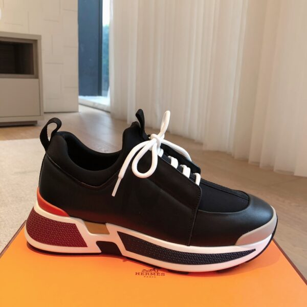 Hermes Classic Couple‘s Canvas And Cowhide Leather Dad Shoes - Image 4