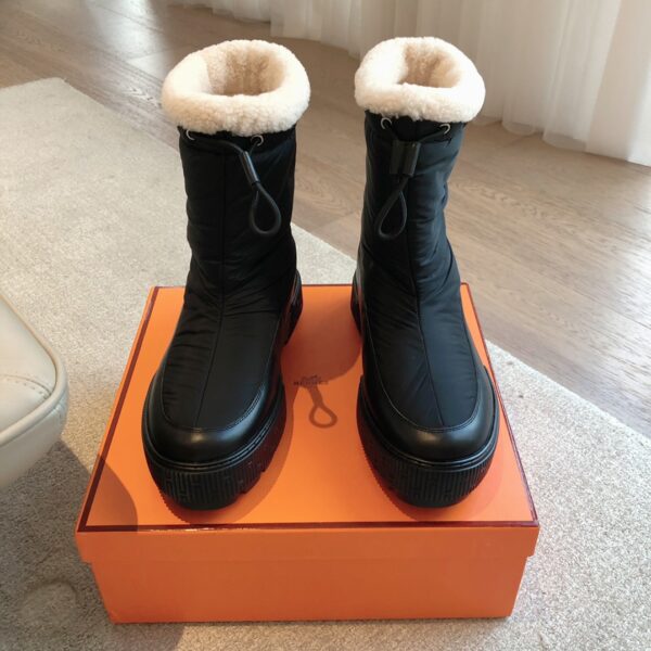 Hermes Classic Couple‘s Autumn And Winter Knitted Fabric Boots - Image 2