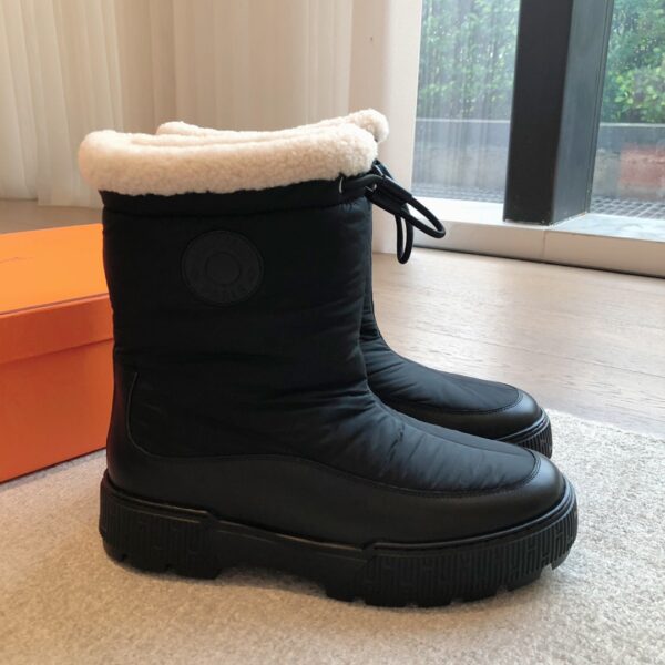 Hermes Classic Couple‘s Autumn And Winter Knitted Fabric Boots - Image 3