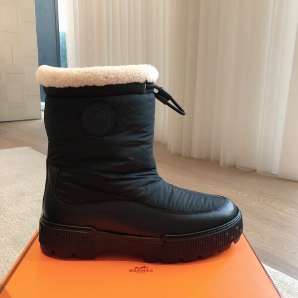Hermes Classic Couple‘s Autumn And Winter Knitted Fabric Boots - Image 4