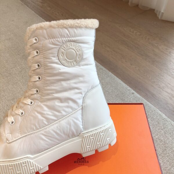 Hermes Couple‘s Autumn And Winter Knitted Fabric And Wool Boots - Image 7