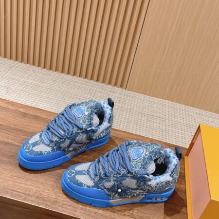 Louis Vuitton Skate Men's Blue Diamond Denim Casual Sports Shoes