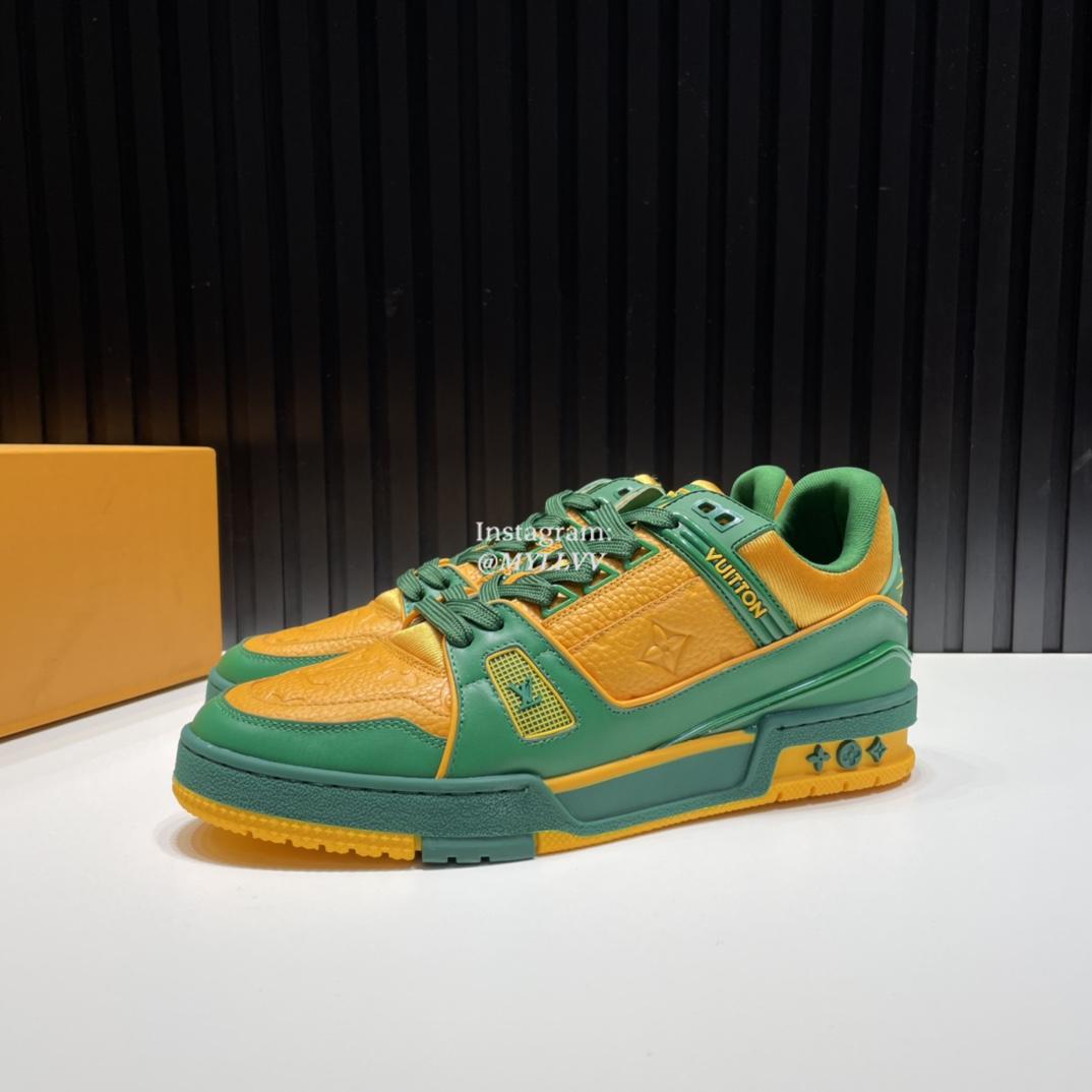 Louis Vuitton Men's Trainer Monogram Embossed Calf Leather Casual Sports Shoes - Image 3