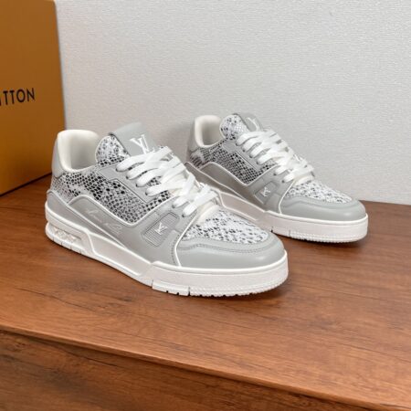Louis Vuitton Trainer Python Pattern Leather Men's Sports Shoes