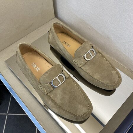 Christian Dior Litchi Patterned Calf Leather Driving Bean Shoes