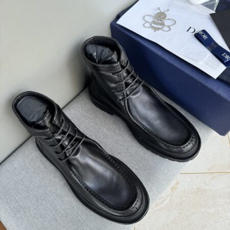 Christian Dior Men's Embroidered Casual Cowhide Leather Boots