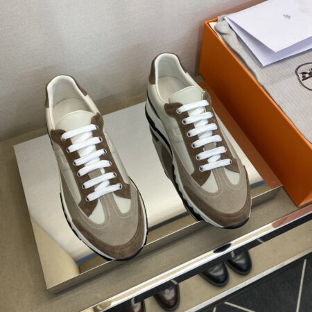 Hermes Men's Fashion Classic Cowhide Leather Casual Sports Shoes