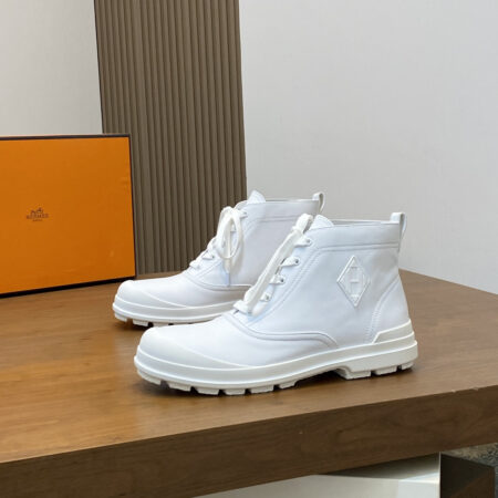 Hermes Men's High Top Calf Leather Casual Sports Shoes