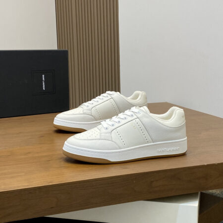 Saint Laurent Men's Grain Leather Low Top Lace Up Sneakers